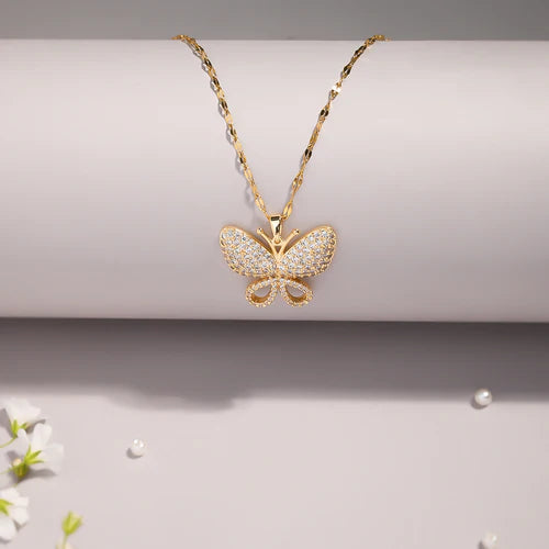 Butterfly Pendant Necklace for Women | Crystal-Studded Daily Wear Jewelry | SAHARA SPARKLE