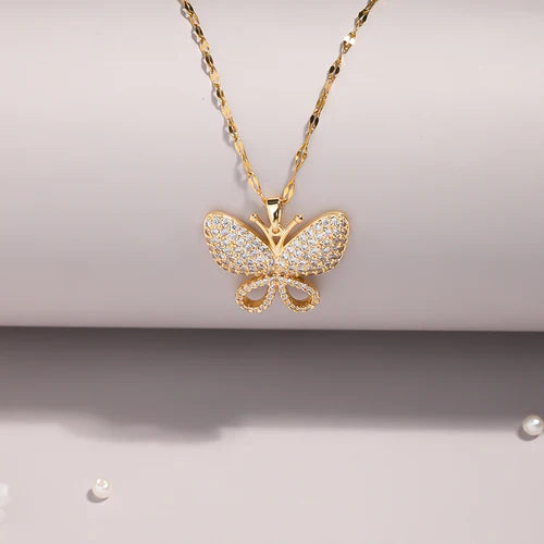 Butterfly Pendant Necklace for Women | Crystal-Studded Daily Wear Jewelry | SAHARA SPARKLE