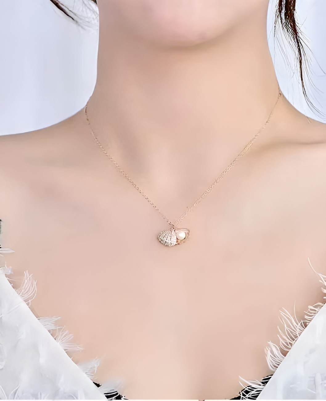 Seashell Pearl Pendant Necklace – Dainty Beach-Inspired Statement Jewelry | SAHARA SPARKLE