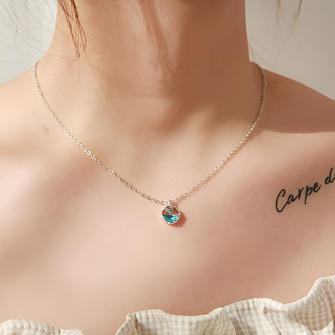 Wave Tail Pendant Necklace – Blue Crystal Mermaid-Inspired Jewelry for Women