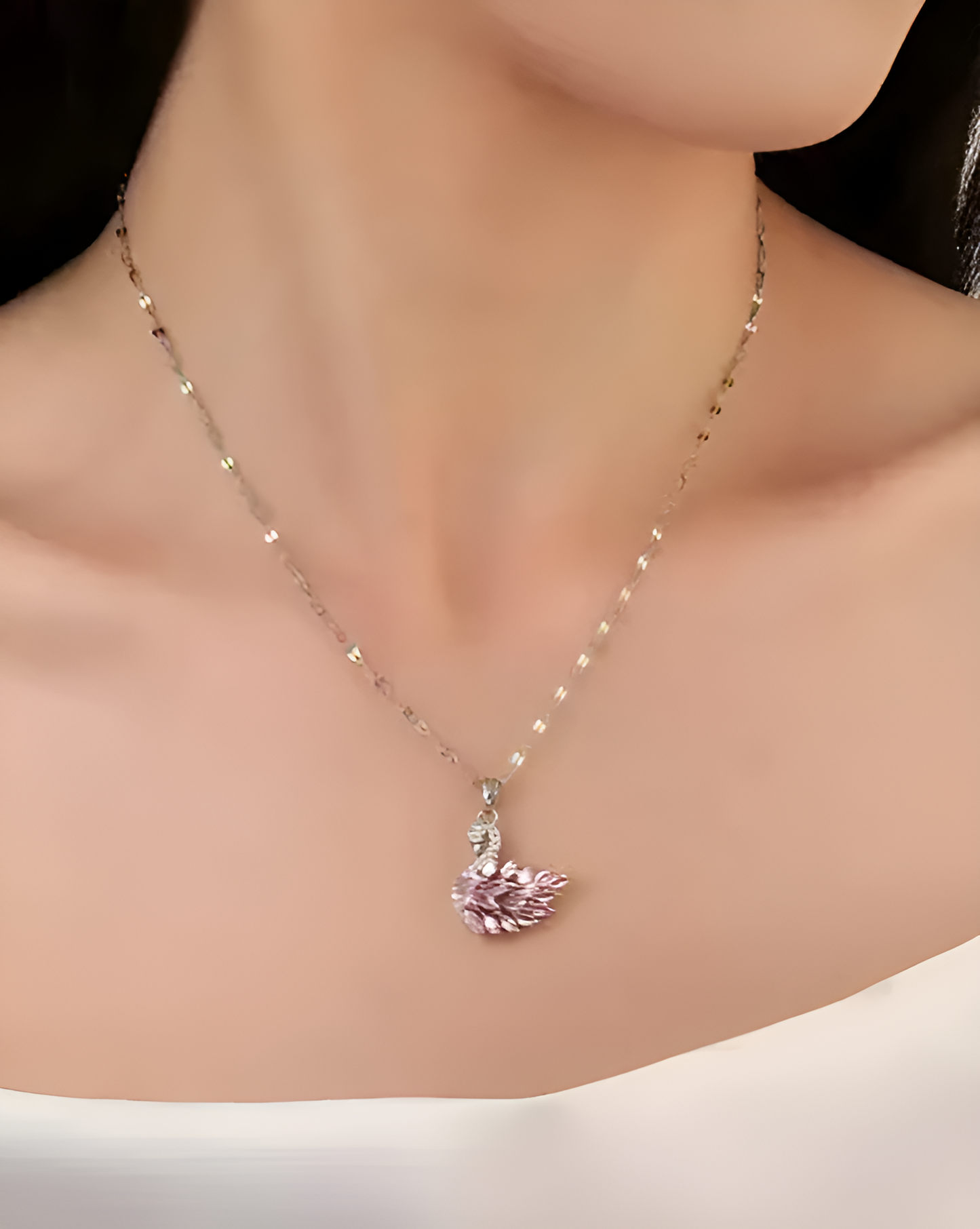 Swan Necklace - Whisper Pink Pendant with Cubic Zirconia | SAHARA SPARKLE