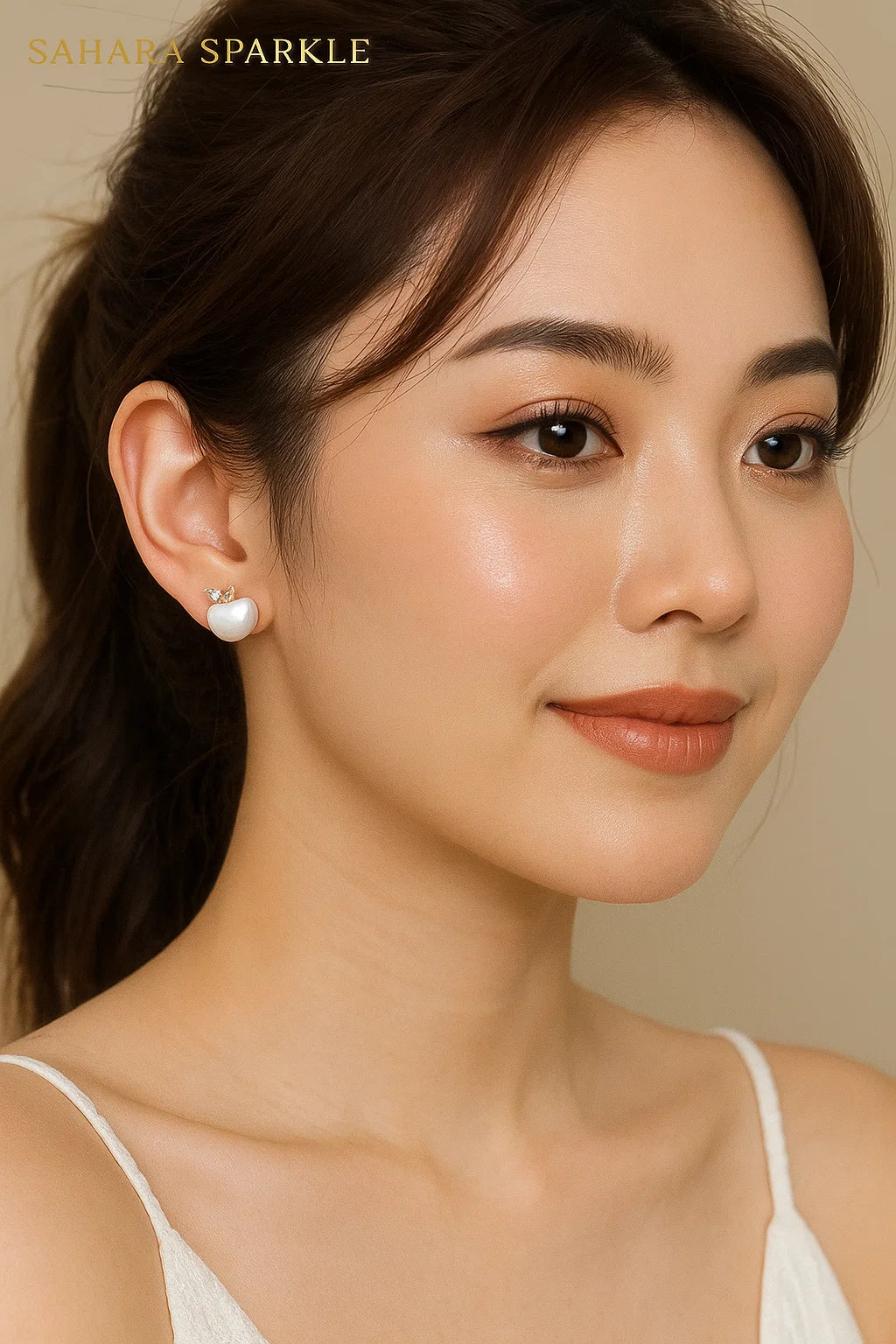 Glossy Enamel Apple Stud Earrings with Crystal Leaf – Cute Fruit-Inspired Everyday Jewelry