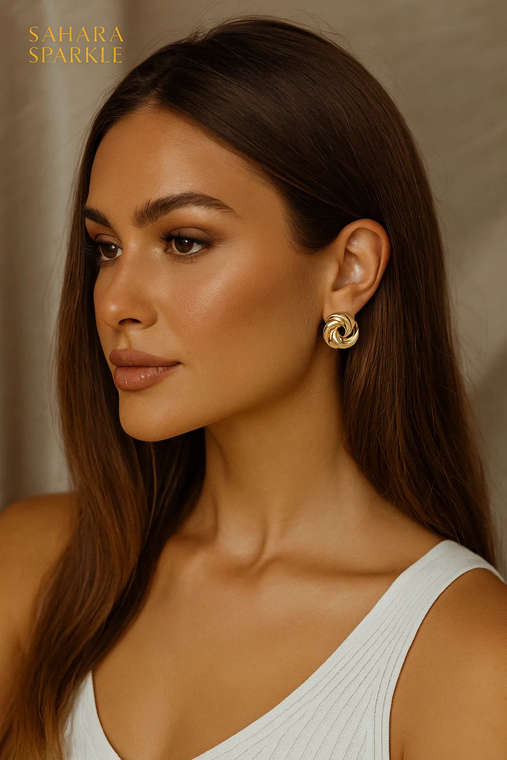 Luxe Knot Stud Earrings - Gold, Modern Sophistication | SAHARA SPARKLE
