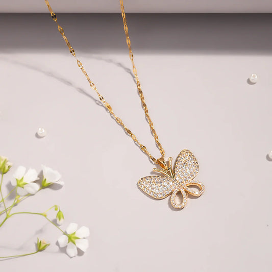 Butterfly Pendant Necklace for Women | Crystal-Studded Daily Wear Jewelry | SAHARA SPARKLE