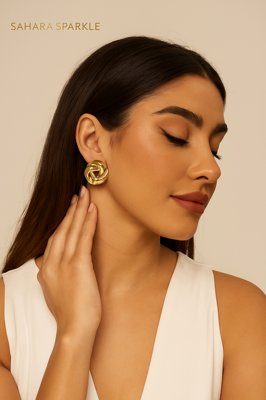 Luxe Knot Stud Earrings - Gold, Modern Sophistication | SAHARA SPARKLE