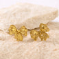 Textured Gold Bow Earrings– Bold Statement Studs with Heart Center | SAHARA SPARKLE