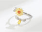 Sunflower & Bee Adjustable Ring – Sterling Silver Finish Cute Nature-Inspired Jewelry | SAHARA SPARKLE