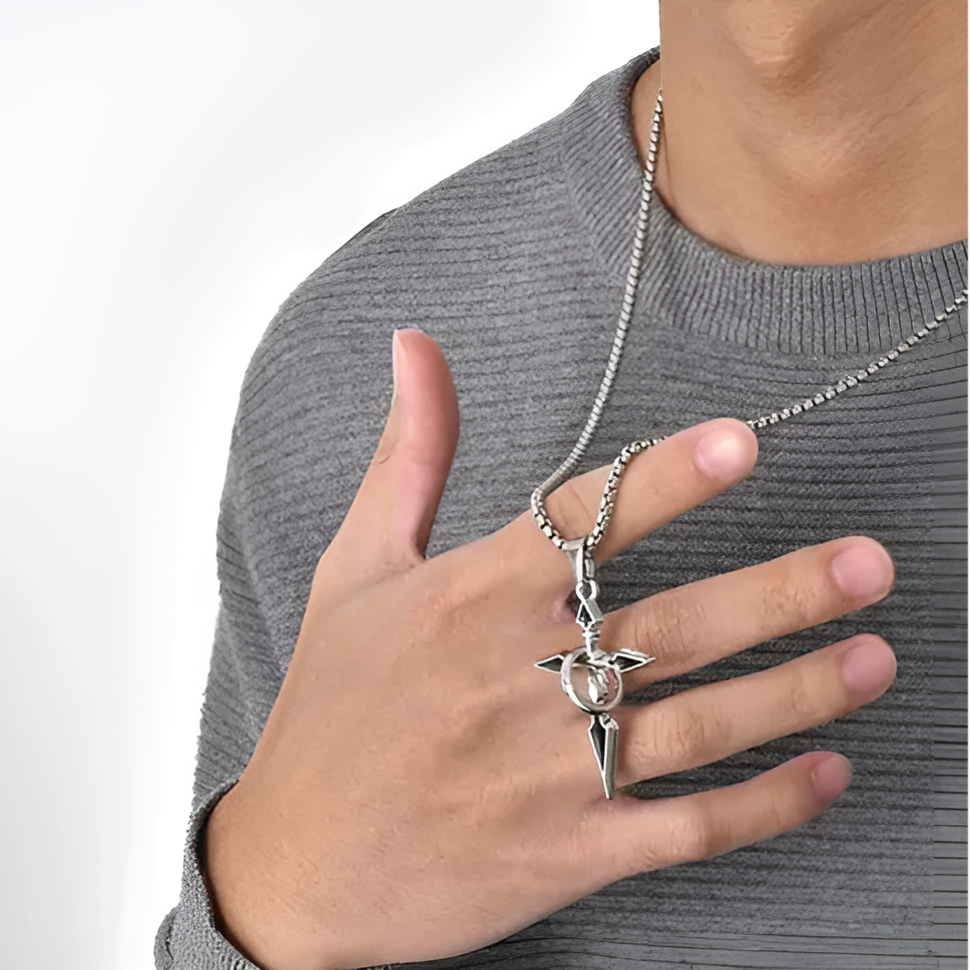 Cross Pendant Necklace for Men – Stainless Steel Cyberpunk Style | SAHARA SPARKLE