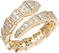 Gold snake ring with cubic zirconia stones, wrap style.