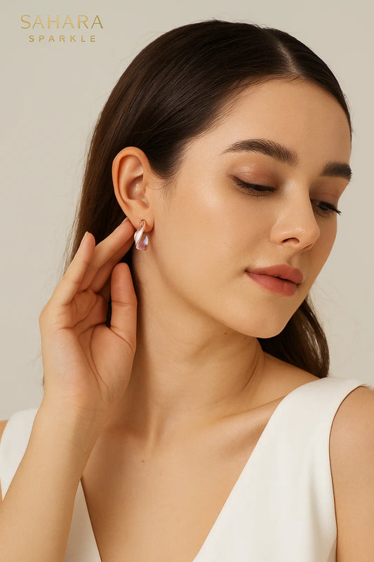 Bold Purple Sculptural Drop Earrings | SAHARA SPARKLE