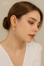 Gold Petal & Pearl Drop Earrings for Women – Dainty Pink Stone & Pearl Dangle Hoops
