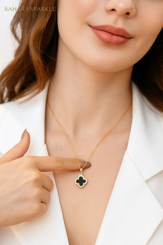 Trendy Four-Leaf Clover Pendant Necklace – Daily Wear Jewellery Gift for Her | SAHARA SPARKLE